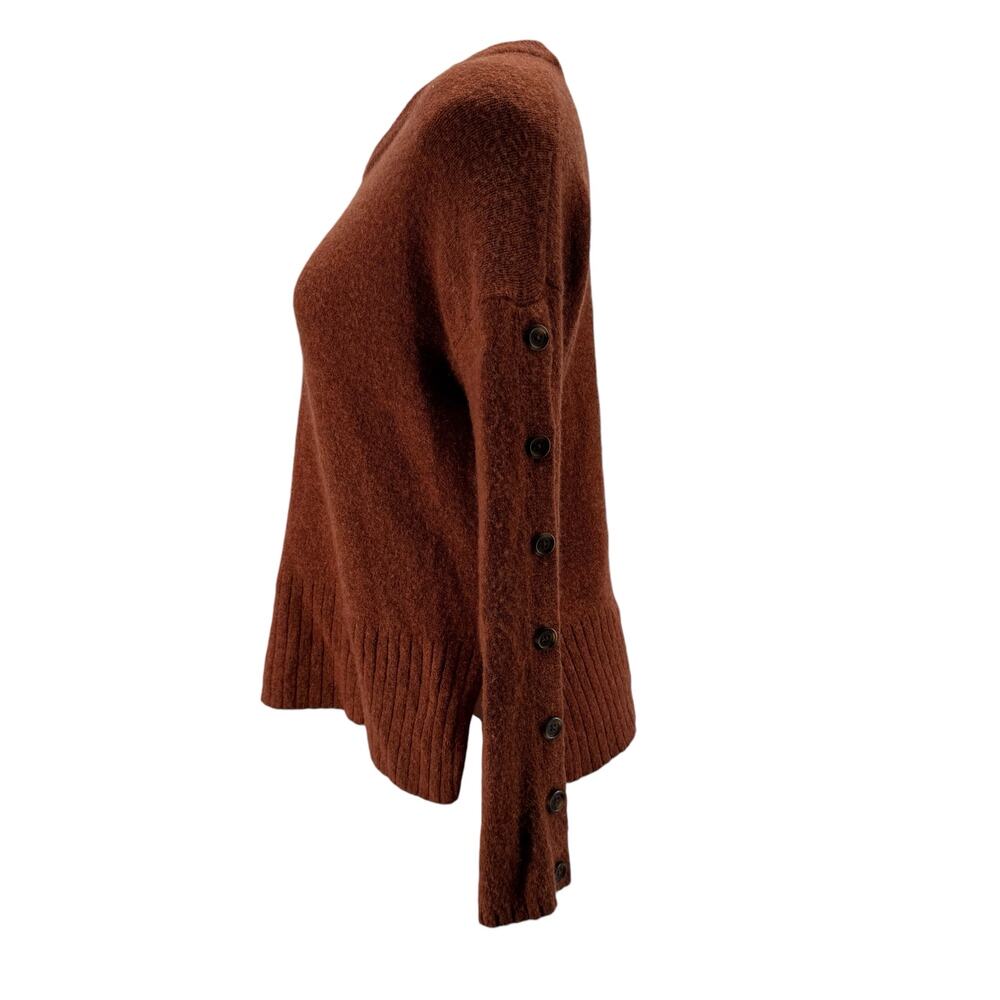 Madewell Women's Sweater Button Sleeve SZ XS Pullover Wool Alpaca Burnt Orange - Picture 2 of 9